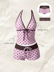 2026 New Summer Women's Two-Piece Plaid Bikini Set, Retro Sportswear, Perfect for Pool Parties and Luxury Beach Vacations