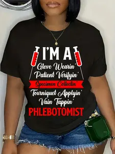 100% Cotton Unisex Phlebotomist Phlebotomy Round Neck Short Sleeve T-Shirt Women's Men Graphic Tee
