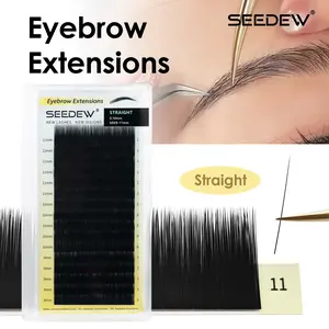 Seedew Eyebrow Extensions Straight 16Rows/Tray 0.07/0.10mm Mix9-11mm Black Lashes Soft Comfortable Beauty Salon Use
