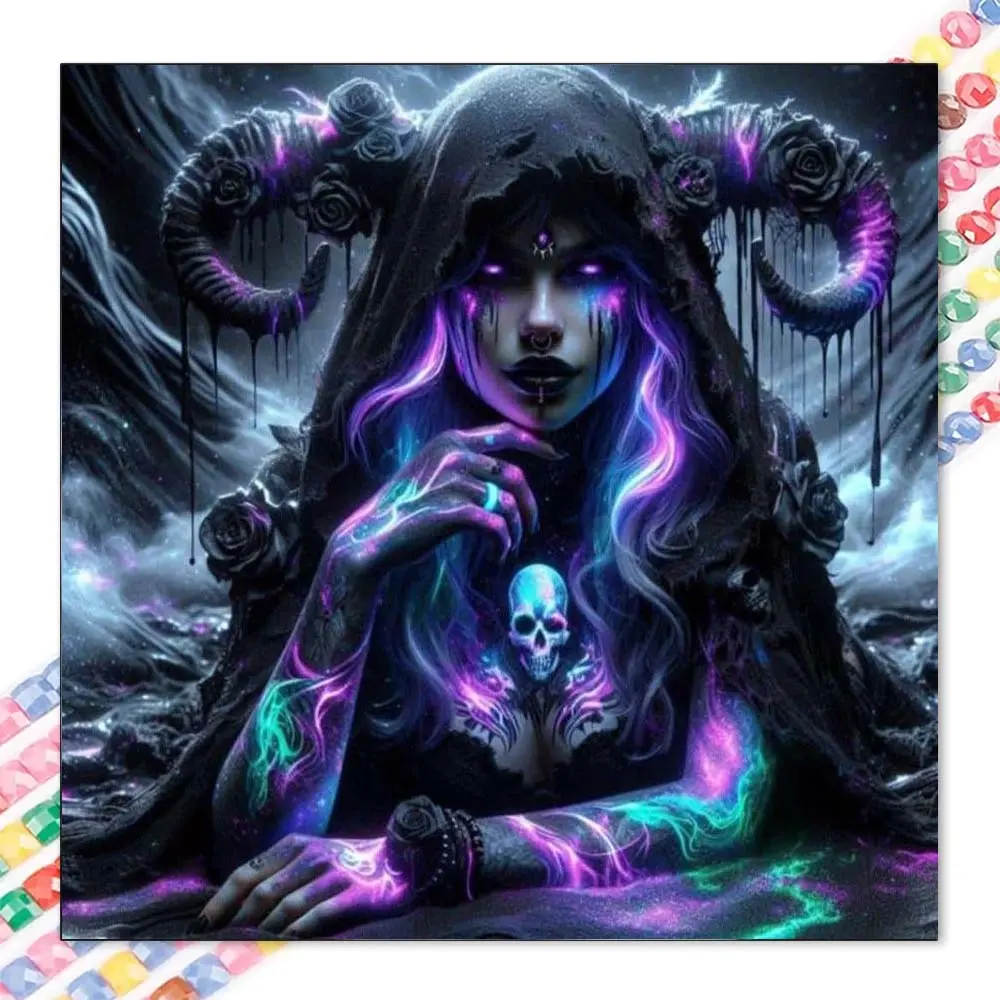 1 set of DIY diamond painting kit, 5D diamond art set, DIY decoration magic, skull, light and shadow. Mosaic, diamond art, DIY art home decoration, suitable for Christmas, Diamond Art Tools
