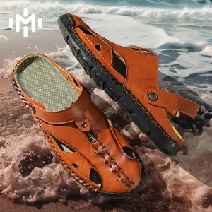 Men’s Breathable Cowhide Sandals – Durable, Non-Slip & Deodorizing Comfort for Summer Walks, Beach Days & Casual Outdoor Activities.
