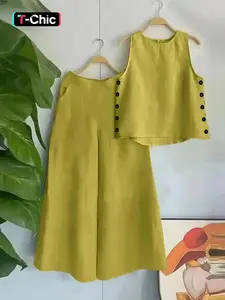 Women's Solid Tank Top & Pocket Wide Leg Pants Set, Matching Clothing Elegant Fashion Casual Two-piece Outfits for Daily Outdoor Wear, Women Summer, Effortless Style, Beach Ready, Stylish, Elevated Basics
