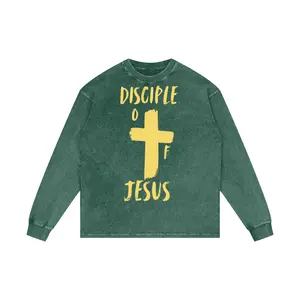 DISCIPLE OF JESUS SACRED CROSS  (Wash Oversize Long Sleeve T-Shirt)
