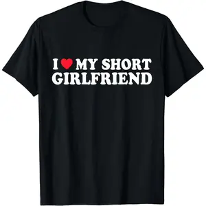 [100% Cotton] Adorable Short Girlfriend Love T-Shirt With Heart Symbol Design .