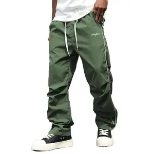 Men’s Plain Activewear Sportswear Menswear Summer Lightweight Loose Straight Wide-Leg Athletic Pants - Side Stripes, Breathable Quick-Dry, Below-Ankle Casual Campus-Style Long Pants #fathersdaygift