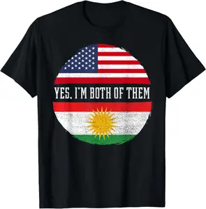 100%cotton USA Flag Kurdistan Heritage DNA T-Shirt