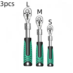 NANWEI 3pcs Quick-adjustable Telescopic Ratchet Wrench, A Multi-functional Auto Repair Tool, 1/4, 3/8, 1/2 Inch Drive, Bidirectional Use, Adjustable Length, Equipped with Soft Grip, Sturdy And Durable, A Good Choice for Daily Use Or Holiday Gifts.