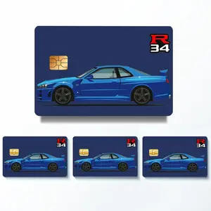 Carbon Fiber Car Art Pattern Credit Card Skin Sticker Decal, 4 Counts/set Car Design Thin Waterproof & Scratch Resistant Credit Card Skin Sticker, Men Gifts, Durable Personalized Bank Card Decorative Sticker, Stickers Kit