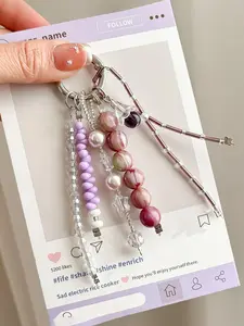 Flower Beaded Keychain, Bag Charm Accessory, Unique Crystal Look, Versatile Purse Decoration, Phone Chain Ornament