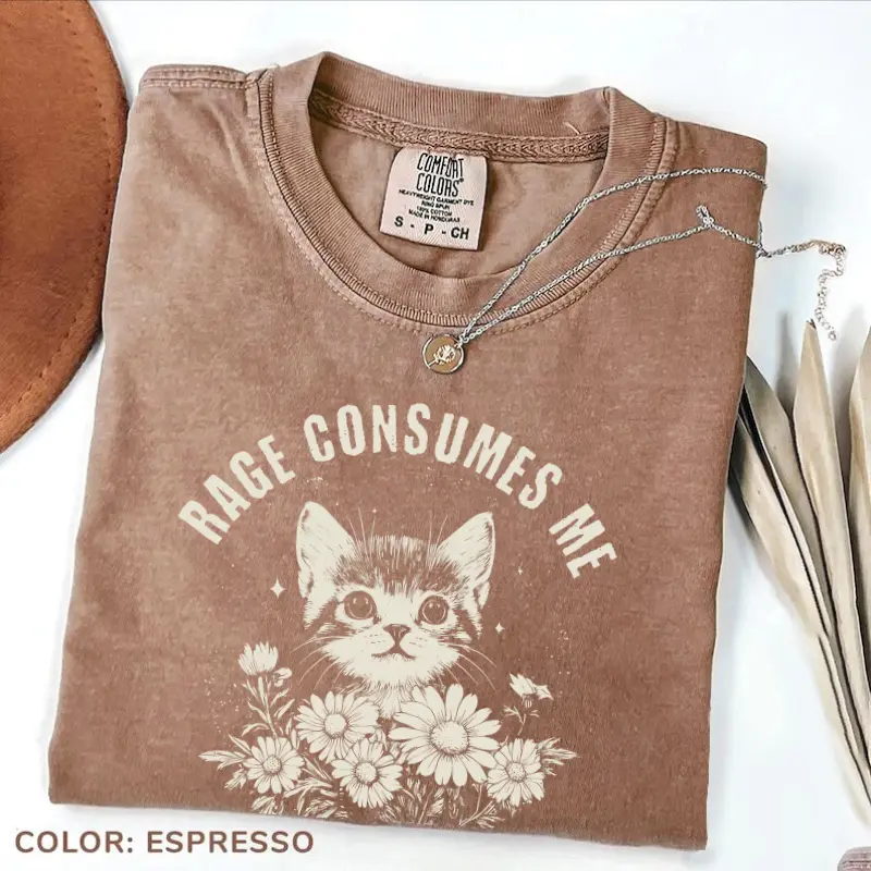 Comfort Colors Rage Consumes Me Shirt, Cute Cat Meme T-Shirt, Aesthetic Cute Gift, Aesthetic Tee, Cotton Shirt