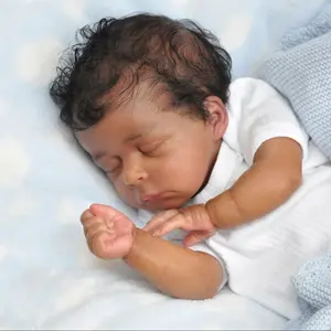 HATOY  50cm/20inch Lifelike Reborn Baby Doll with Vinyl Limbs, Soft Cloth Body, Realistic Sleeping Infant Toy, Newborn Baby Doll for Birthday Gift - White Outfit