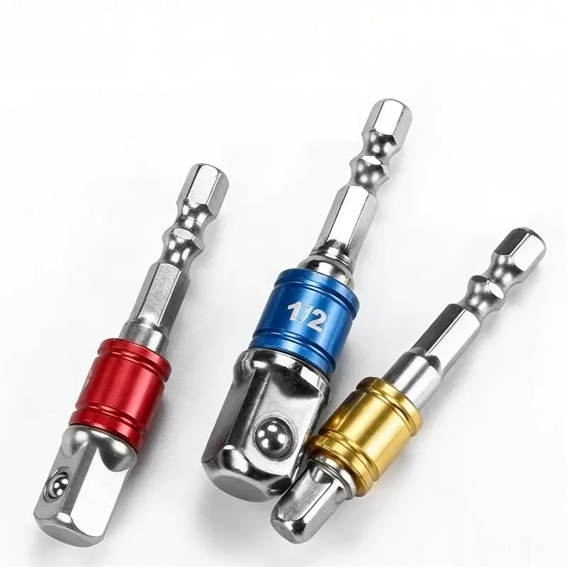 Impact Socket Adapter Set Steel, Hex Handle Design Square Bit Tip, Wrench Conversion Tool, Electric Drill and Cordless Impact Driver Accessories, Drive Sockets, Durability, Construction, Durable Steel Build