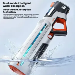 Cool RGB Pulse Water Gun, Water Blasters, Automatic Suction, Strong Pulse Wave, Oled Display, Large Capacity, Summer Gift, Beach Toy, Outdoor Toy