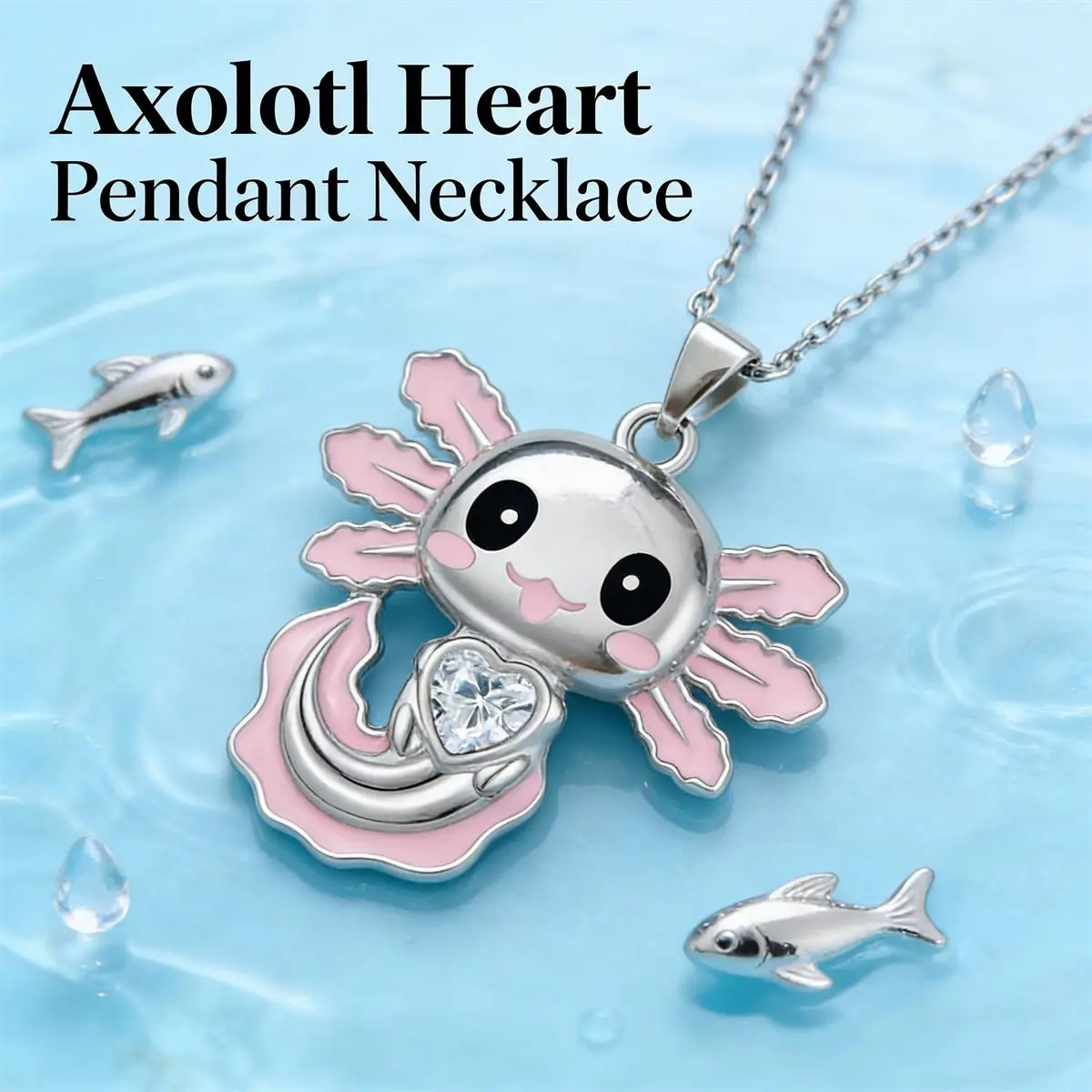Cute Axolotl Pendant Necklace - Unique Animal-Themed Fashion Jewelry for Women, Comfortable Casual Stainless Steel Design, Ideal for Daily Wear, Birthday Gift