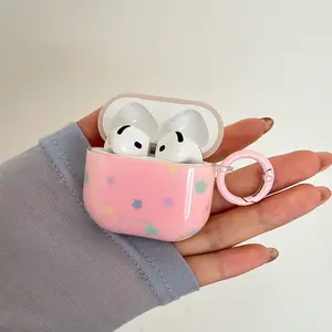 Dye Colorful Stars Ring Earphone Case for Apple AirPods Pro 3/2/4, Fashion Women's Simple Earphone Cover, Stylish Apple Earphone Shell, Earphone Protective Cover