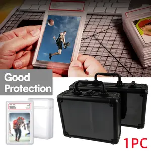 1pc Display Carrying Box For PSA CGC BGS Graded Trading Card Slabs, Portable Clear Top Storage Showcase For 35pt-130pt Sports Star Basketball Baseball Football Games Cards Slabs, Organizer Holder, Collection Holder (Not include Cards)