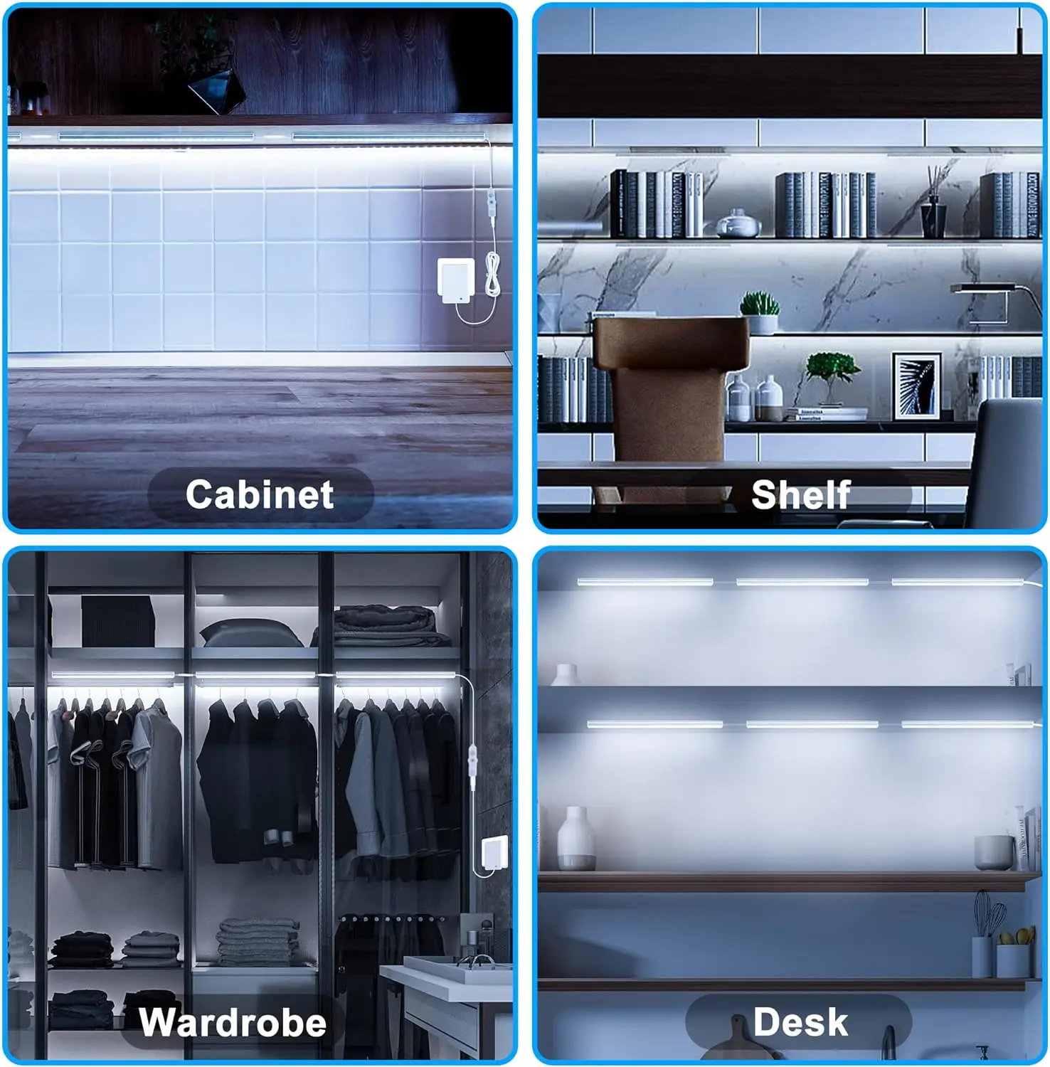 6 PCS Under Cabinet Lights With Remote – Dimming, 9.8ft, Warm White To Daylight, Plastic, Modern
