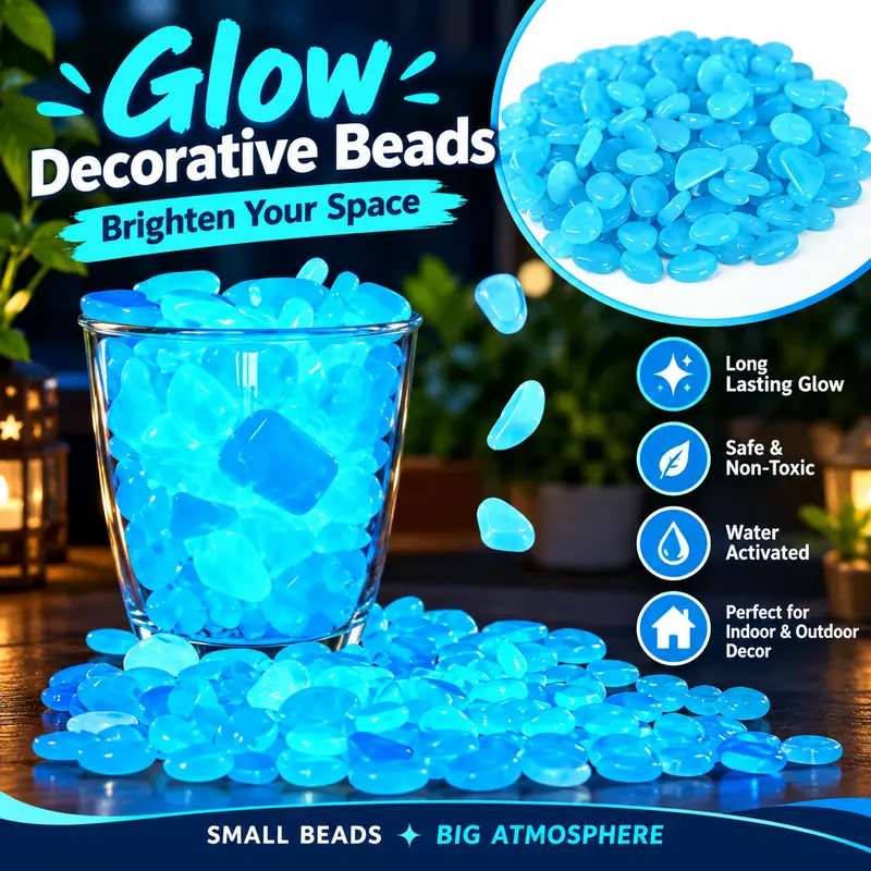 100pcs Glow-in-the-Dark Resin Fish Tank Rocks - UV Light Reactive, Scratch-Proof, Water-Resistant Aquarium Ornaments, Safe Garden Stones & Pebbles for Nighttime Display Mini Aquarium Decor