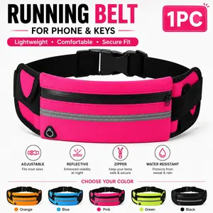 Running Belt Fanny Pack: Runner Marathon Jogging Waist Pack Sport Workout Exercise Fitness Training Phone Holder Belt for Men Women Jogger Slim Waistband Jogging Equipment Black