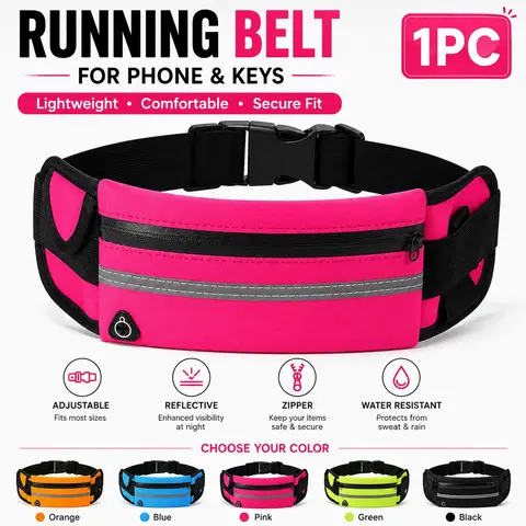 Running Belt Fanny Pack: Runner Marathon Jogging Waist Pack Sport Workout Exercise Fitness Training Phone Holder Belt for Men Women Jogger Slim Waistband Jogging Equipment Black