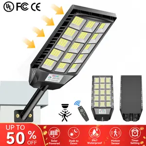 DEEPN Solar Lights Outdoor Waterproof, Solar Street Lights Outdoor, 6500K LED Dusk to Dawn Security Flood Light Motion Sensor with Remote Control for Yard, Parking Lot, Porch, Garages, Garden, 4 Pack