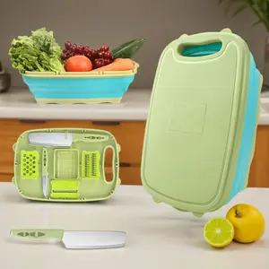 9 in 1 Camping Cutting Board Collapsible Chopping Board Multi Chopping Board Kitchen Vegetable Washing Basket for Camping Camping Accessories Christmas Gifts