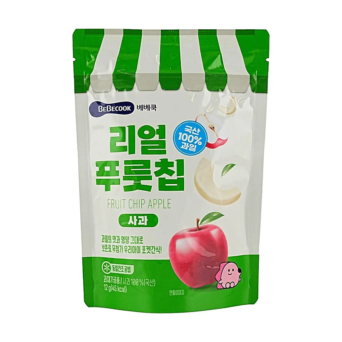 BeBecook Freeze Dried Apple Fruit Crisps - Korean Healthy Snack for Kids & Adults, 100% Real Fruit, No Added Sugar