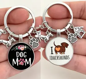 2 pieces Dog Mom Keychain, Cute Cartoon Dog Bone Bag Charm,  Goth Pet Lover Gift for Car Backpack