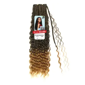 Eve Hair Weave Deep Wave Boho Box Braid Bundle 22" Ponytail Extensions Fluffy Hairpiece