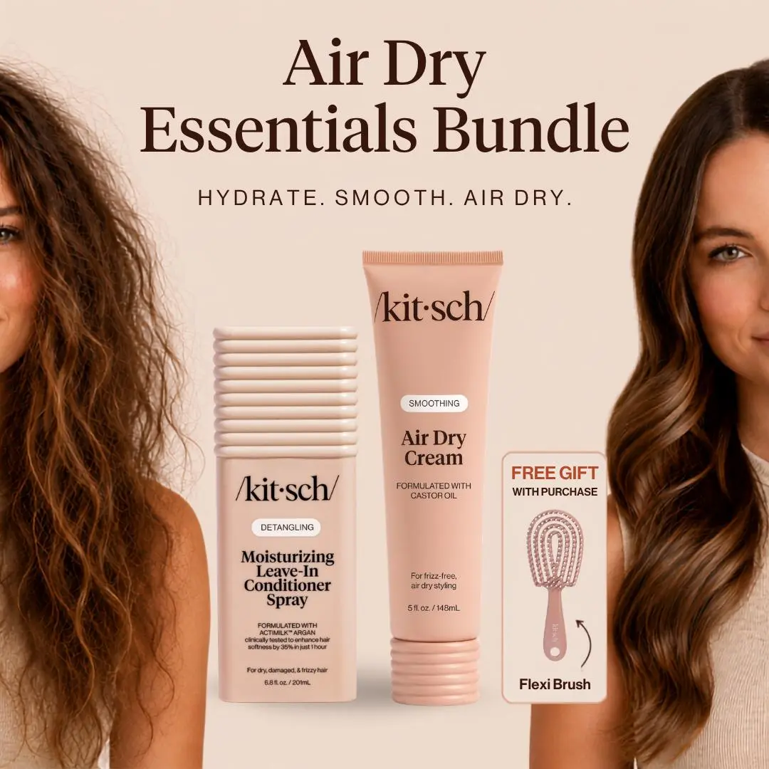 Kitsch Air Dry Essentials Bundle | Moisturizing Leave-In Conditioner Spray & Air Dry Cream + FREE Flexi Brush