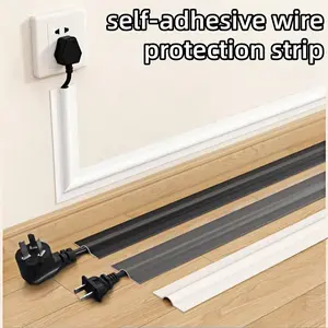 3-meter/118.11 Inch Self-adhesive Cable Tray, Flexible PVC Wire Protection Cover, Stripped and Pasted Wire Management Strip, with Seam Cover and Self-adhesive Function