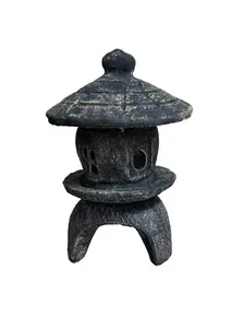 product image Solid Rock Stoneworks Small Round Concrete Pagoda Statue for Garden, Japanese/Chinese/Asian Style- Autumn Brown Color
