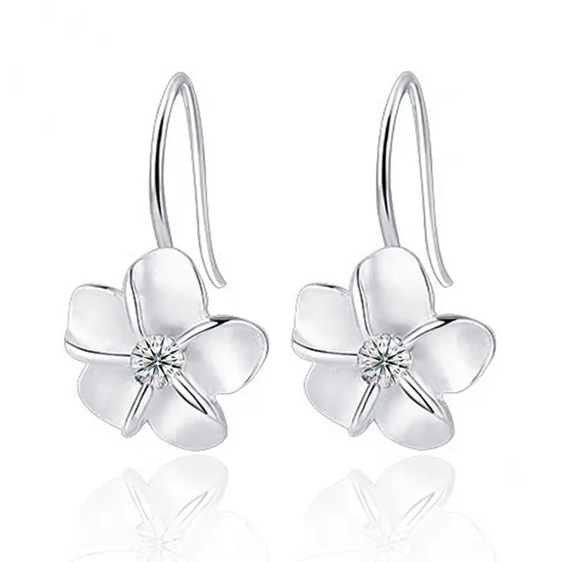 AELNEN 925 Sterling Silver Flower Hoop Earrings for Women Plumeria Flower Dangle Earrings Hypoallergenic Leverback Earrings