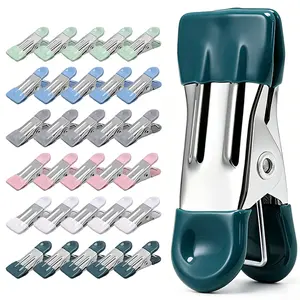 30 Pack Heavy Duty Metal Clothespins, 2.17 Inch Non-slip Chip Clips, 6 Vibrant Color Stainless Steel Clothes Pegs for Laundry, Clothesline, Photos, Socks, Multipurpose Food Bag Clips for Kitchen & Household