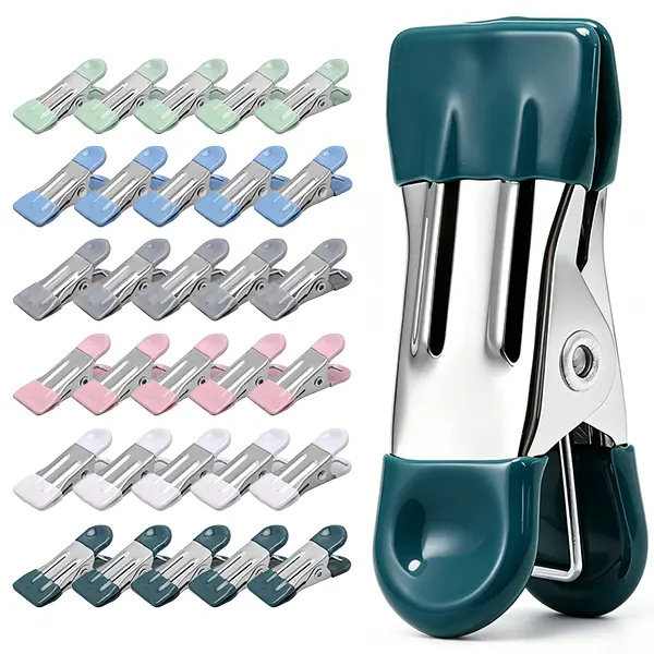 30 Pack Heavy Duty Metal Clothespins, 2.17 Inch Non-slip Chip Clips, 6 Vibrant Color Stainless Steel Clothes Pegs for Laundry, Clothesline, Photos, Socks, Multipurpose Food Bag Clips for Kitchen & Household