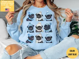 Black Pug Funny Christmas Sweatshirt, Pug Mama Sweater, Cute Holiday Sweater, Christmas Sweatshirt, Gift For Her