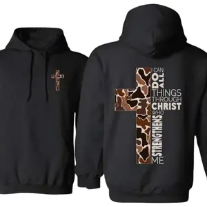 Youth and Adult Christian Camo Cross Hoodie - Unisex Classic Fit 2GXNC