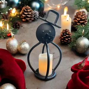 Wrought Iron Snowman Tea Light Candle Holder - MADE IN THE USA