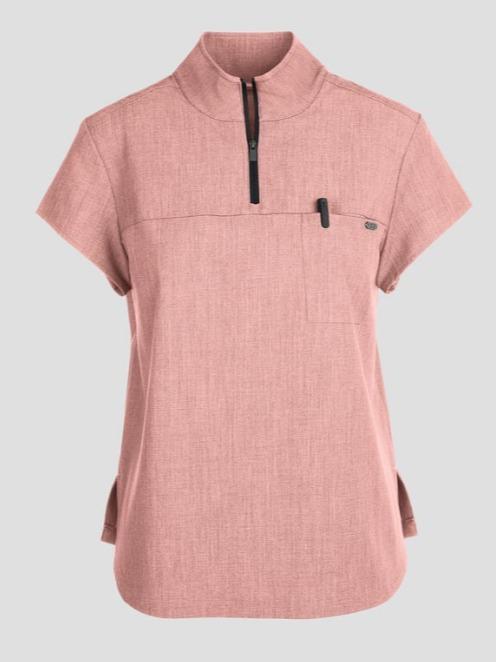 Healing Hands Quest Women's 1-Pocket STRETCH Tuck In Half Zip Collar Scrub Top