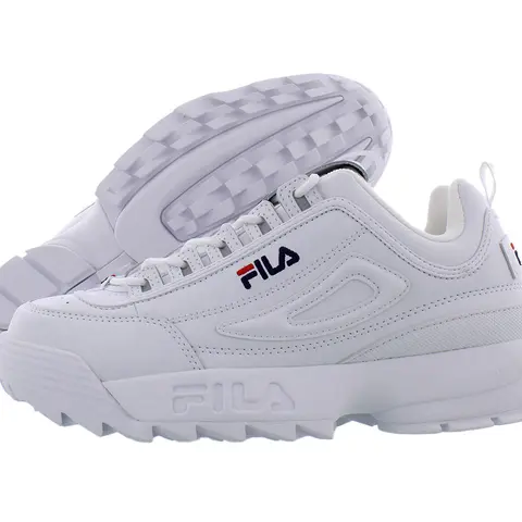 Fila Disruptor II Premium Men's Classic High-Top Athletic Sneaker Trainer - Faux Leather, Closed Design, Minimalist Solid Casual Footwear, Street-Bold Look, Standard Sizes