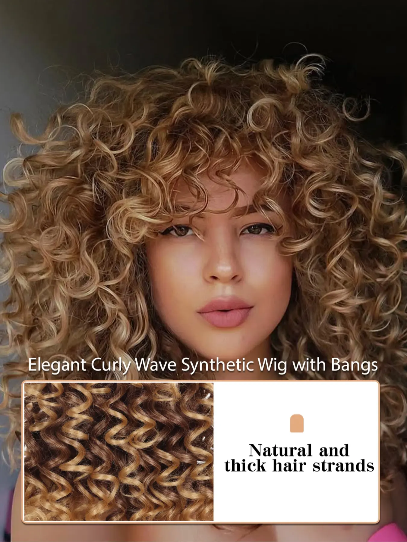 Curly Wig with Bangs Big Curly Wigs for White Black Women 18 