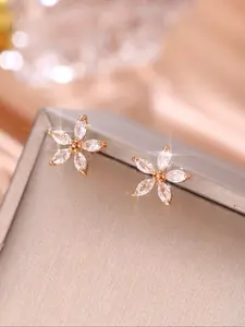 1 pair flower - shaped zircon earrings, with a sweet and delicate style. They are made up of petal - shaped zircons forming a flower shape, shining brightly. Suitable for people who love fresh and sweet styles, and perfect for daily wear and dates.