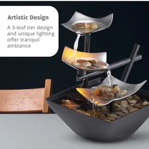 Homedics Tabletop Water Fountain, Home Décor Soothing Sound Machine - Automatic Pump, Deep Basin & Natural River Rocks. Indoor Zen Relaxation for Office, Living Room, or Bedroom, 8.25” Tall