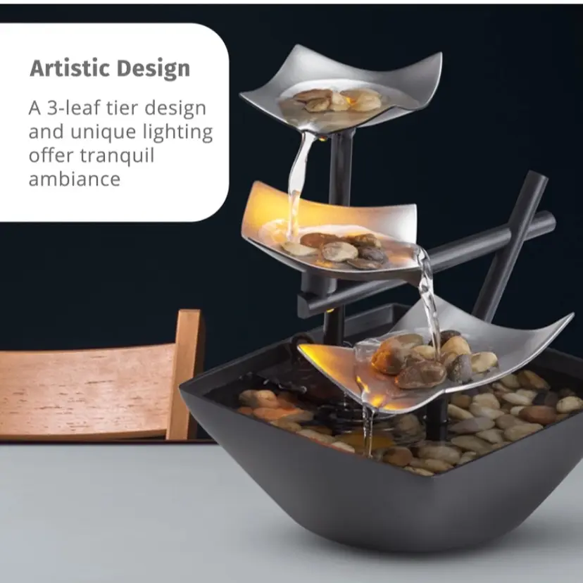 Homedics Tabletop Water Fountain, Home Décor Soothing Sound Machine - Automatic Pump, Deep Basin & Natural River Rocks. Indoor Zen Relaxation for Office, Living Room, or Bedroom, 8.25” Tall
