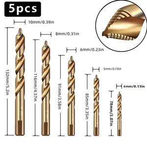 5-Piece M35 Cobalt Twist Drill Bit Set, 4-10mm High Hardness Drills, Ideal for Stainless Steel, Metal, Wood Boring, Spiral Drill Bit