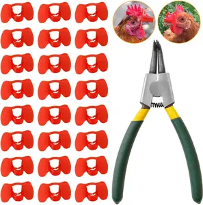 101 Pieces Pinless Peepers with Pliers Set Chicken Glasses Poultry Blinders Chicken Spectacles Chicken Peepers Pheasant Anti-Pecking Eye Glasses Plier（Middle）