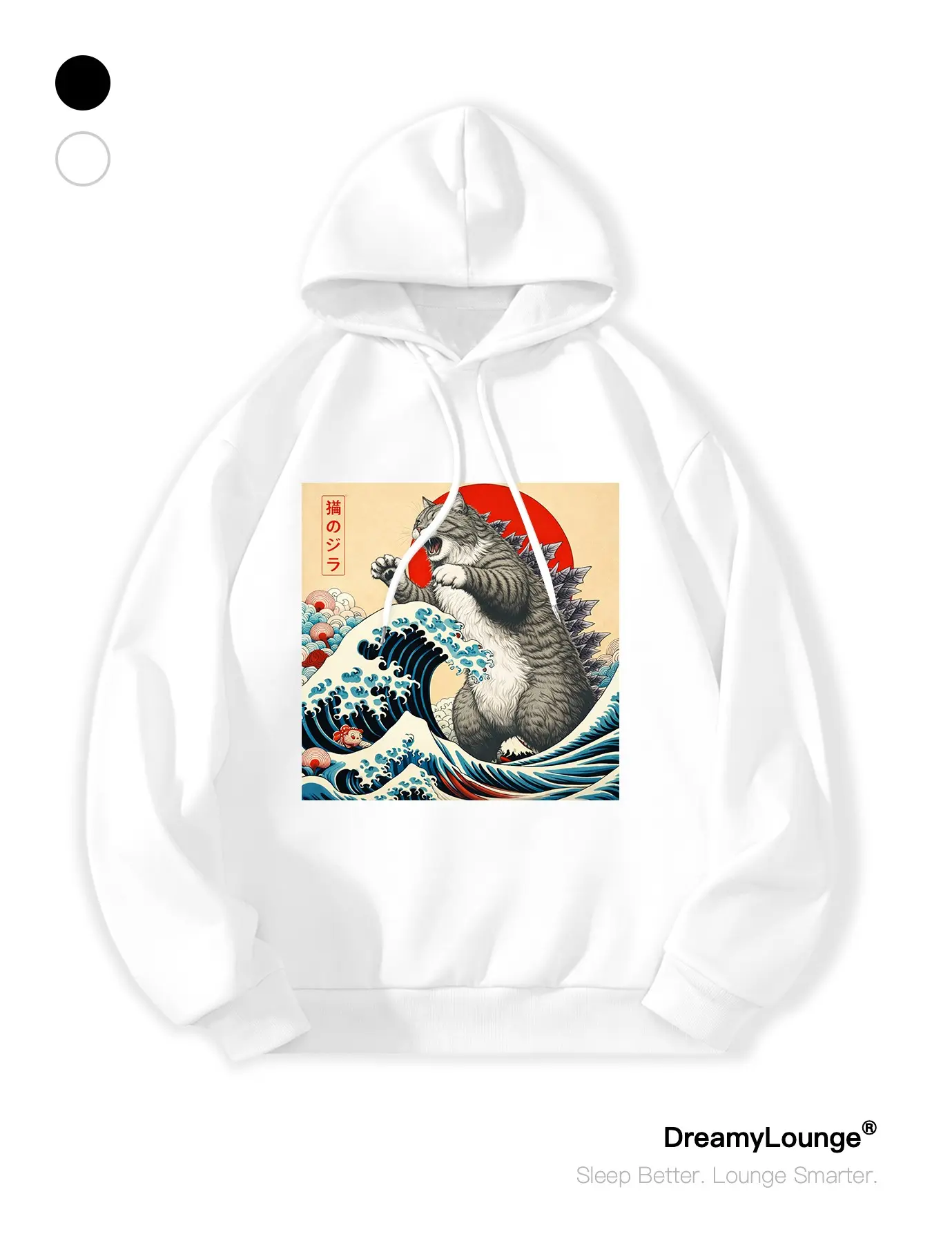 World Art Style Cat Giraffe Element Loose Hoodie, Casual Breathable Sweatshirt, Ideal for Daily Wear and Outdoor Activities