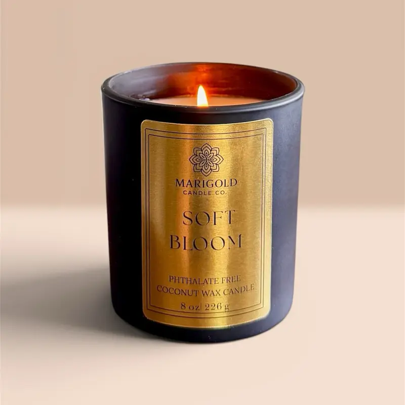 Marigold Candle Co. Soft Bloom Candle – Sea Salt & Orchid 8 oz Coconut Wax 40 Hour Burn Time Fresh Airy Scent Hand Poured in Missouri - Decor