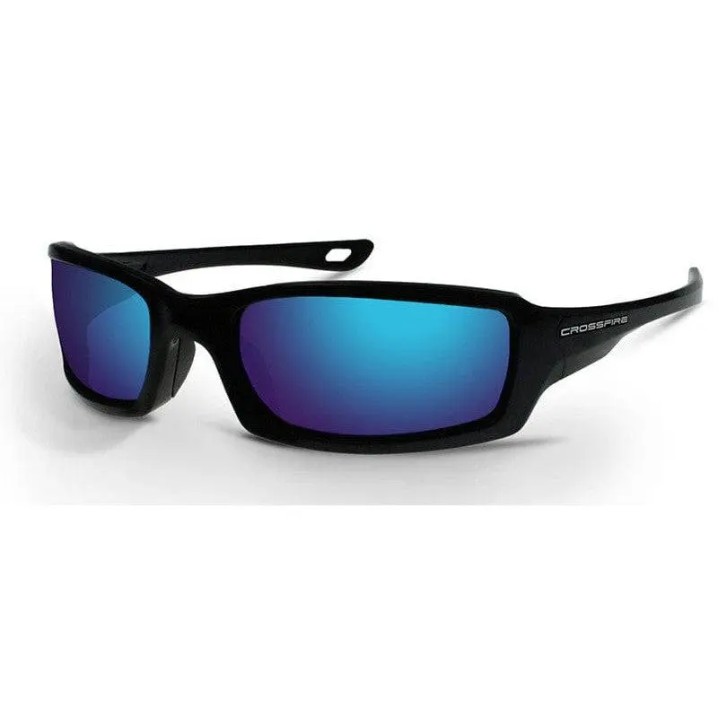 Wraparound Full-Frame Safety Glasses, ANSI Z87+ with Side Protection, Metallic Blue Frame with Blue Mirrored Lenses, 99.9% UVA/B Block, Safety Goggles, Rubber, Modern Wraparound, Full-Frame Style