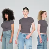 PUMIEY Snatched Fitted T-Shirt, Double Layer Crew Neck Tee, Buttery Soft Stretchy Basic, Minimal Everyday Essential summerwins